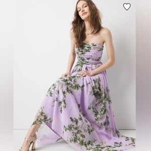 💜 White House Black Market Purple Floral Chiffon Dress 💜